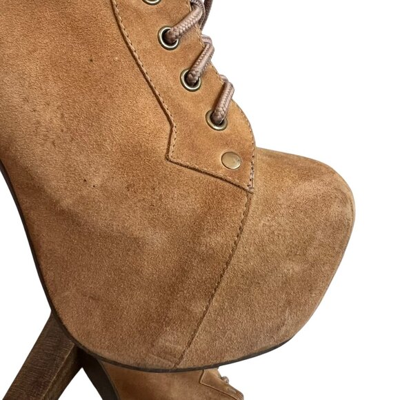 Jeffrey Campbell Lita platform booties tan brown suede lace up size 8.5 boots - Picture 9 of 12